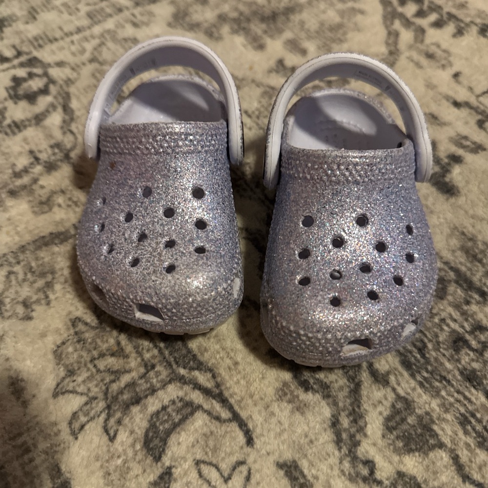 CROCS Glittery Silver Kids Sandals